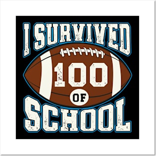 I Survived 100 Days Of school Party Cute American football Posters and Art